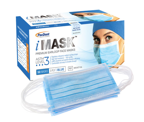 iMask™ Earloop Face Masks ASTM Level 3_Blue